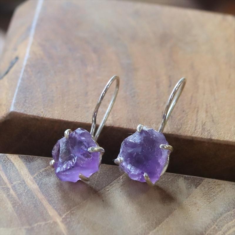 アメシスト ラフカットピアス Jaipur ジャイプールジュエリー silver925 | 
