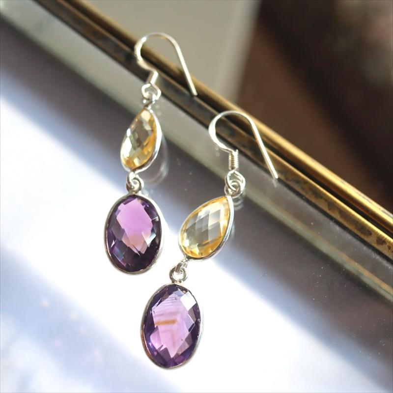 シトリン×アメシストピアス Jaipur ジャイプールジュエリー silver925 |  | 01