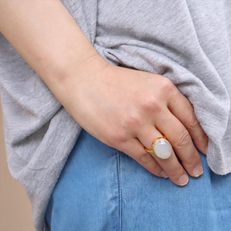 アルサメイア ホワイトカルセドニービッグストーンリング オーバル 天然石22KGP トルコジュエリー |  | 05