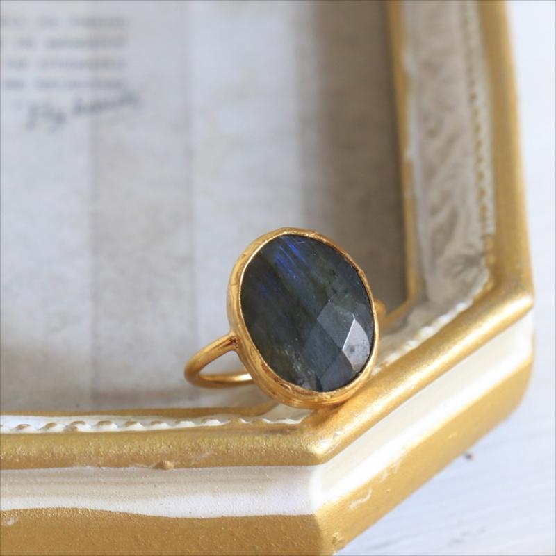 アルサメイア ラブラドライトビッグストーンリング オーバル 天然石22KGP トルコジュエリー | ブランド登録なし