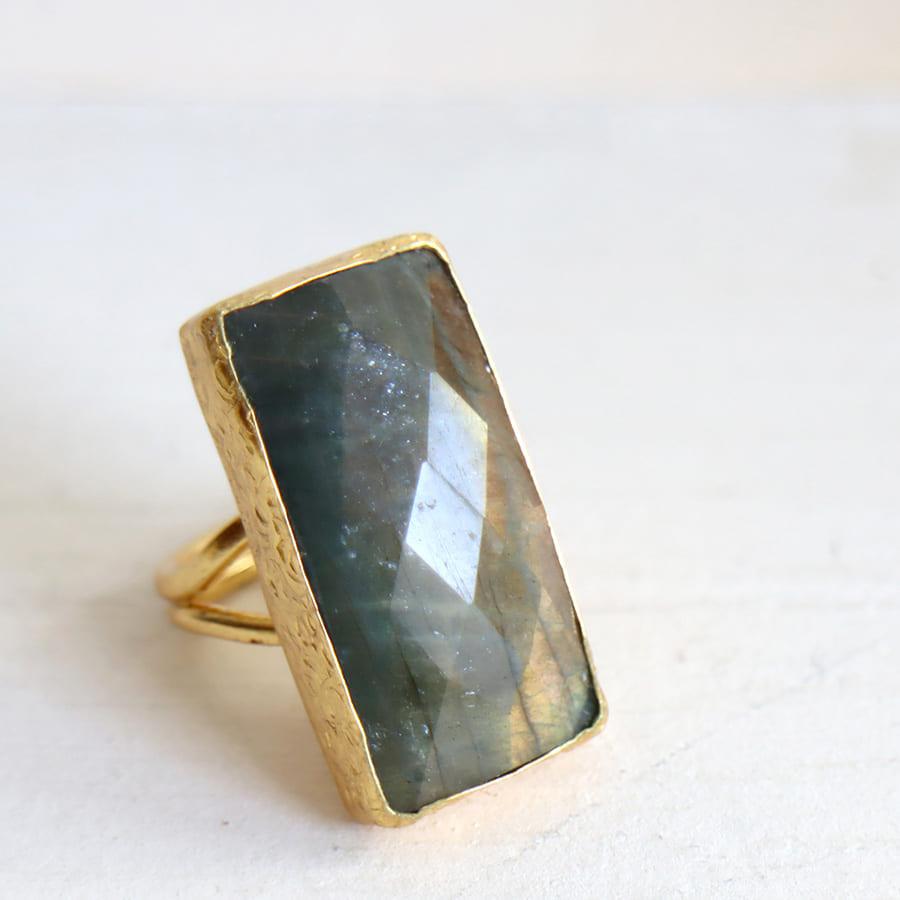 アルサメイア リング BIG STONE ラブラドライトレクタングル 22Kゴールドプレーテッド トルコジュエリー |  | 02