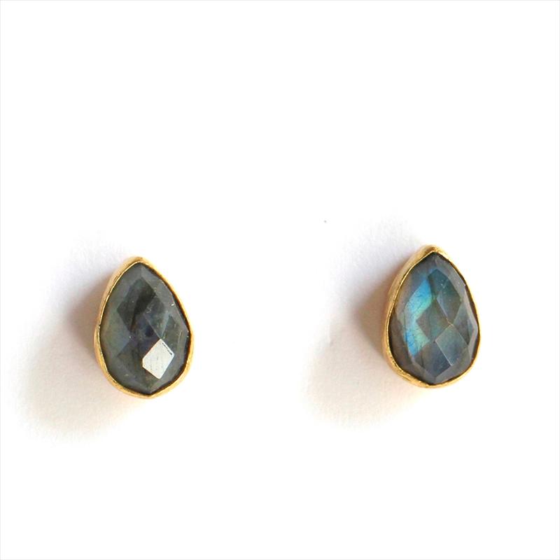 アルサメイア・ゴールドプレーテッドピアストルコジュエリー ラブラドライトスモールドロップピアス キャッチタイプ | 