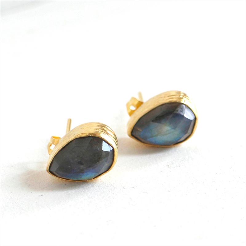 アルサメイア・ゴールドプレーテッドピアストルコジュエリー ラブラドライトスモールドロップピアス キャッチタイプ |  | 01