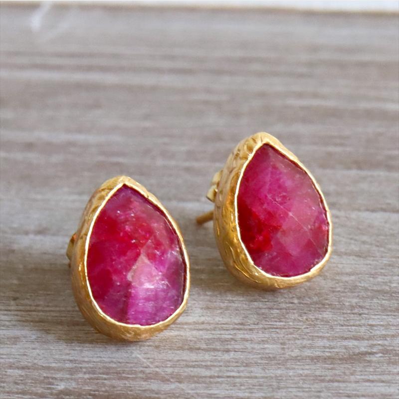 アルサメイア ひと粒DROPルビーピアス しずく 天然石22KGP トルコジュエリー |  | 02