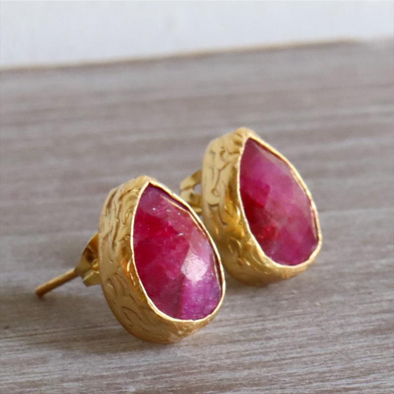 アルサメイア ひと粒DROPルビーピアス しずく 天然石22KGP トルコジュエリー |  | 03