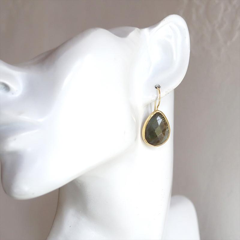 ラブラドライトピアス ドロップ/ペアシェイプ ひと粒 イスタンブール発トルコハンドメイドジュエリー　アルサメイア | ブランド登録なし | 04