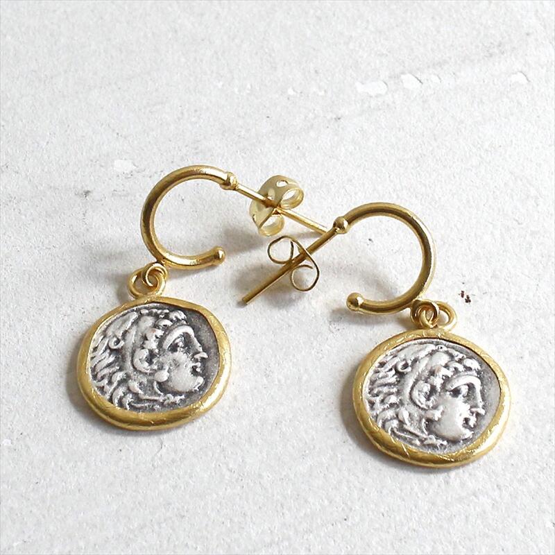 アンティークコイン ピアス ヘラクレス ゴールド&シルバー マケドニア帝国/テトラドラクマ |  | 01
