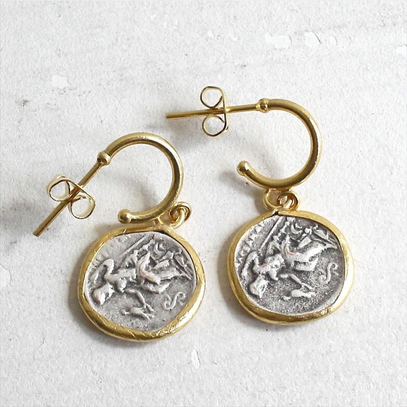 アンティークコイン ピアス ヘラクレス ゴールド&シルバー マケドニア帝国/テトラドラクマ |  | 02