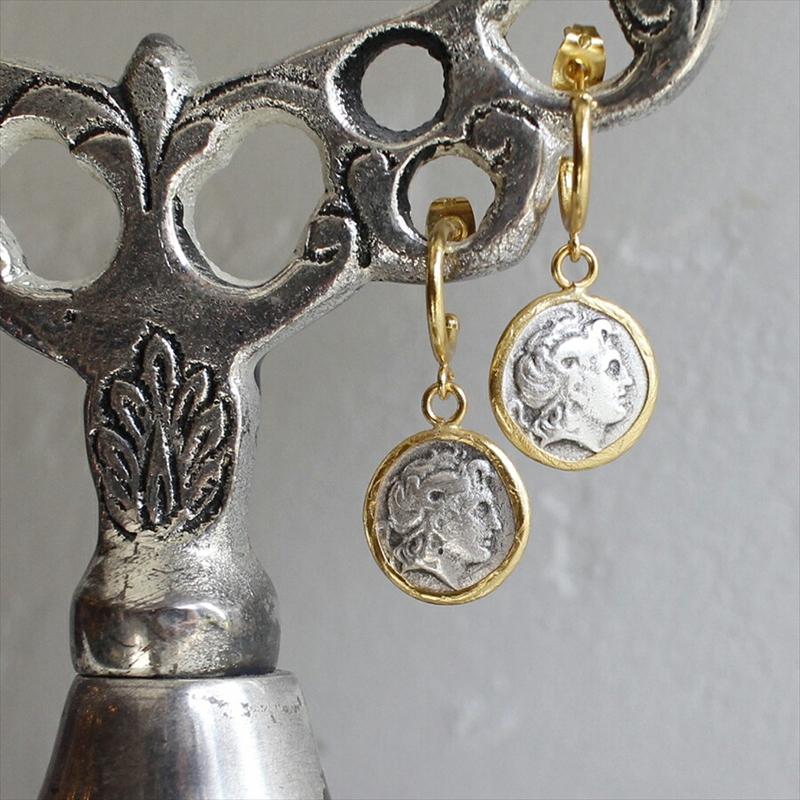アンティークコイン ピアス ヘラクレス/ゼウス神 ゴールド&シルバー マケドニア帝国/テトラドラクマ |  | 03