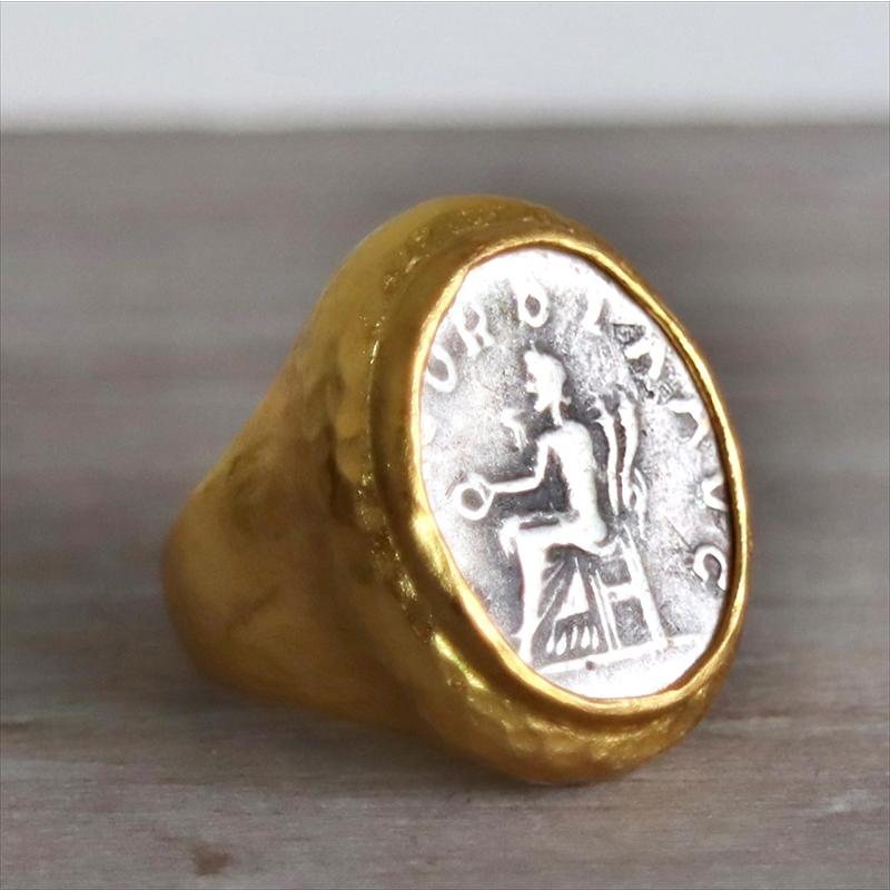 コインオーバルリング ゴールド&シルバー 古代ローマ帝国 オールハンドメイド K22GP 白金 | ブランド登録なし | 01