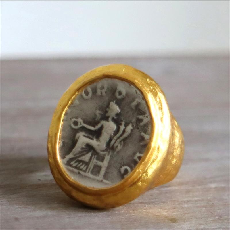 コインオーバルリング ゴールド&シルバー 古代ローマ帝国 オールハンドメイド K22GP 白金 | ブランド登録なし | 04