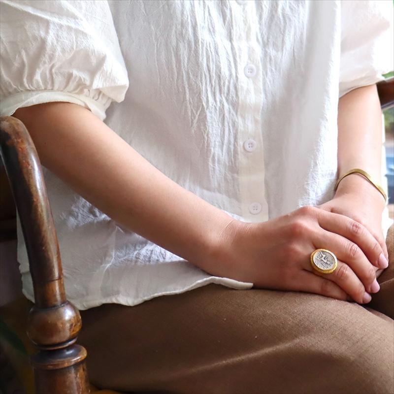 コインオーバルリング ゴールド&シルバー 古代ローマ帝国 オールハンドメイド K22GP 白金 | ブランド登録なし | 05