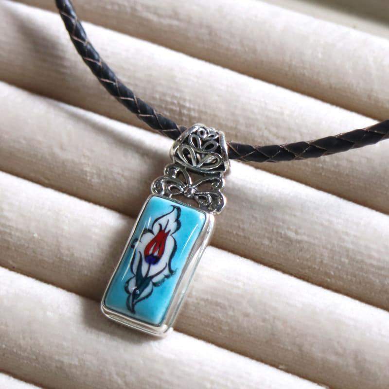 キュタフヤ陶器 シルバーペンダント チューリップ　レクタングル | 