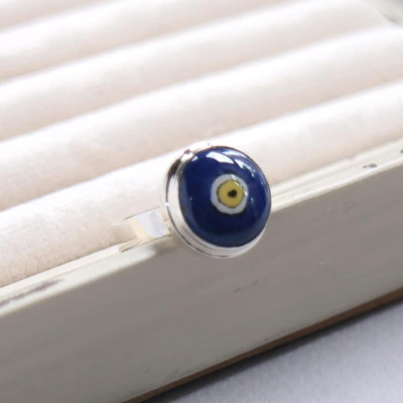 キュタフヤ陶器 シルバーリング　14号 ナザルボンジュウ イーブルアイ |  | 01