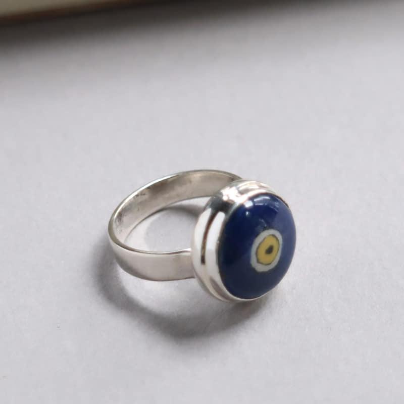 キュタフヤ陶器 シルバーリング　14号 ナザルボンジュウ イーブルアイ |  | 02