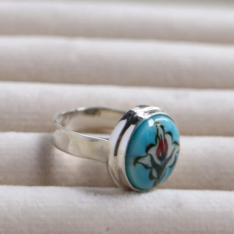 キュタフヤ陶器 シルバーリング　12号 赤いチューリップ |  | 03