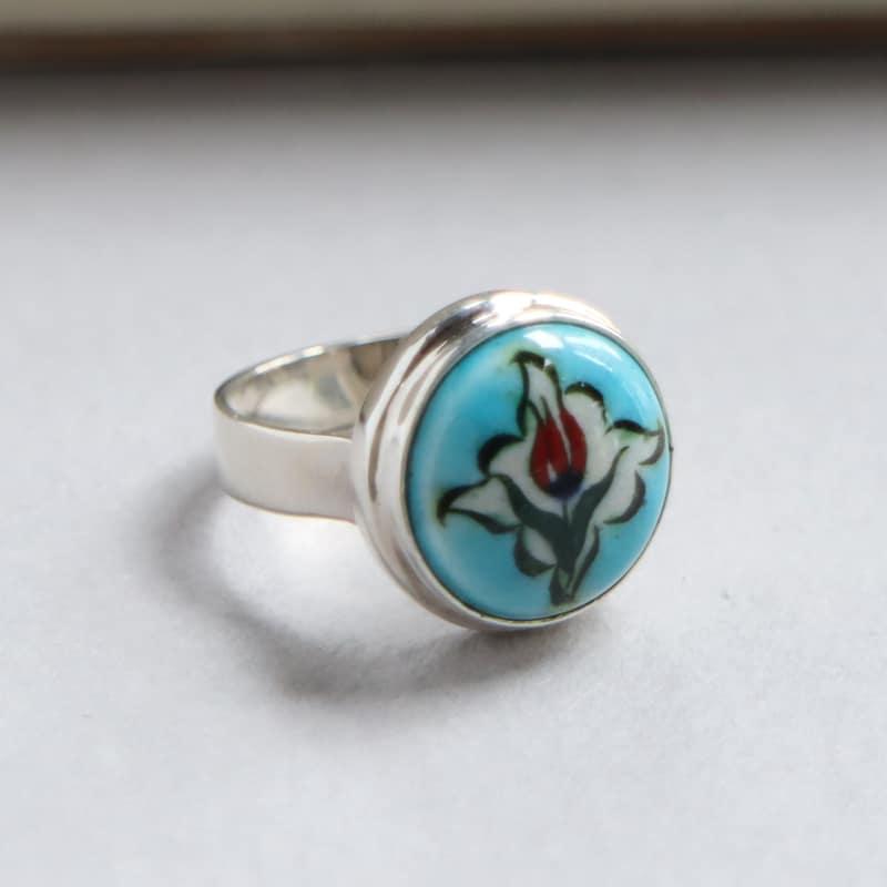 キュタフヤ陶器 シルバーリング　12号 赤いチューリップ |  | 04