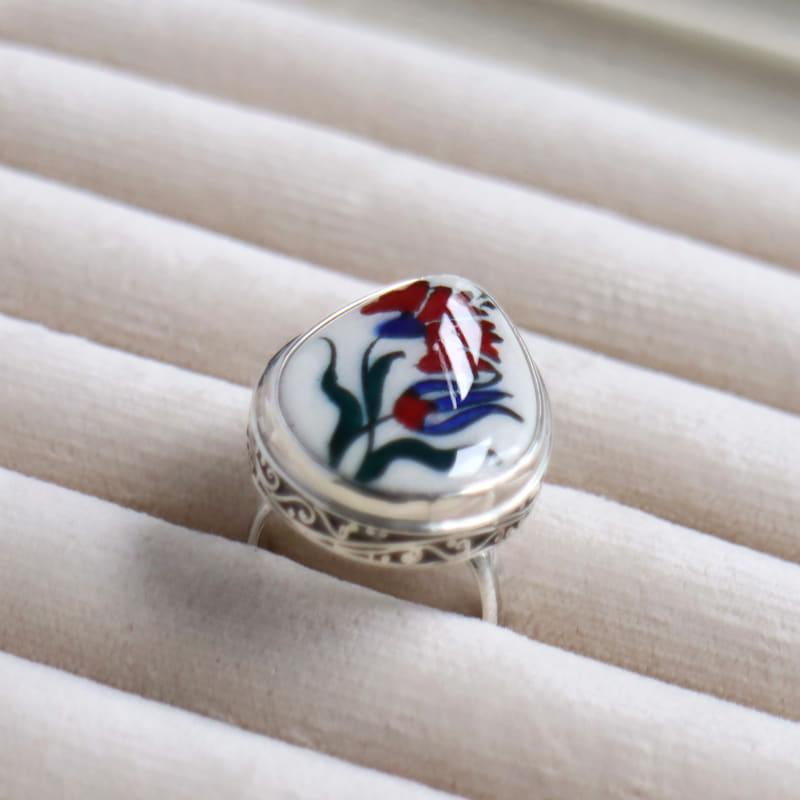 キュタフヤ陶器 シルバーリング　11号 カーネーションとチューリップ |  | 02