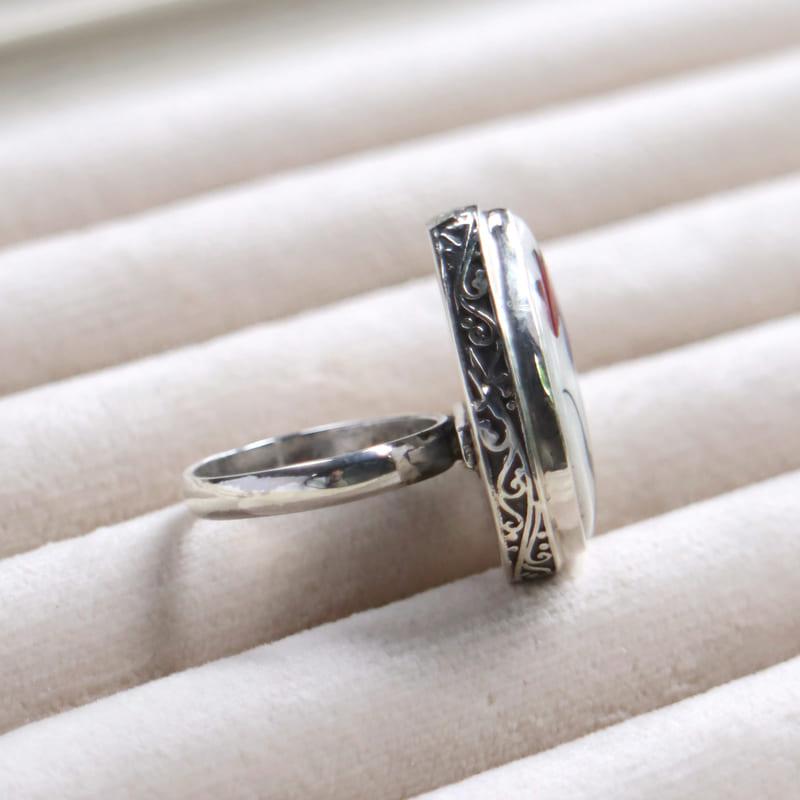 キュタフヤ陶器 シルバーリング　11号 カーネーションとチューリップ |  | 04