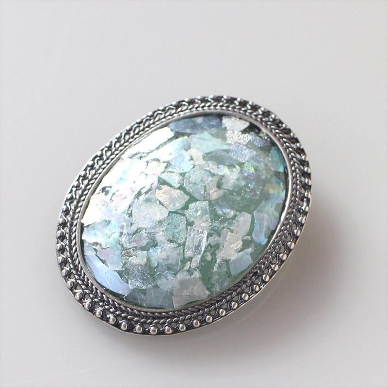 ローマングラス・イスラエル出土/ブローチ ペンダントトップ 銀化した古代ガラス（パティナ）とシルバー The Roman Glass Company， Israel ローマングラス・イスラエル出土/ブローチ Israel EI1405860315(12500円)
