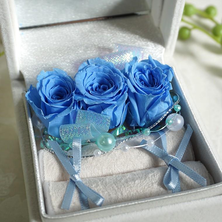 誕生日 彼女 花 結婚記念日 プリザーブドフラワー リングケース 「青いバラ」　プロポーズ　彼女　指輪入れ ギフト 贈り物｜ampoule-shop｜02