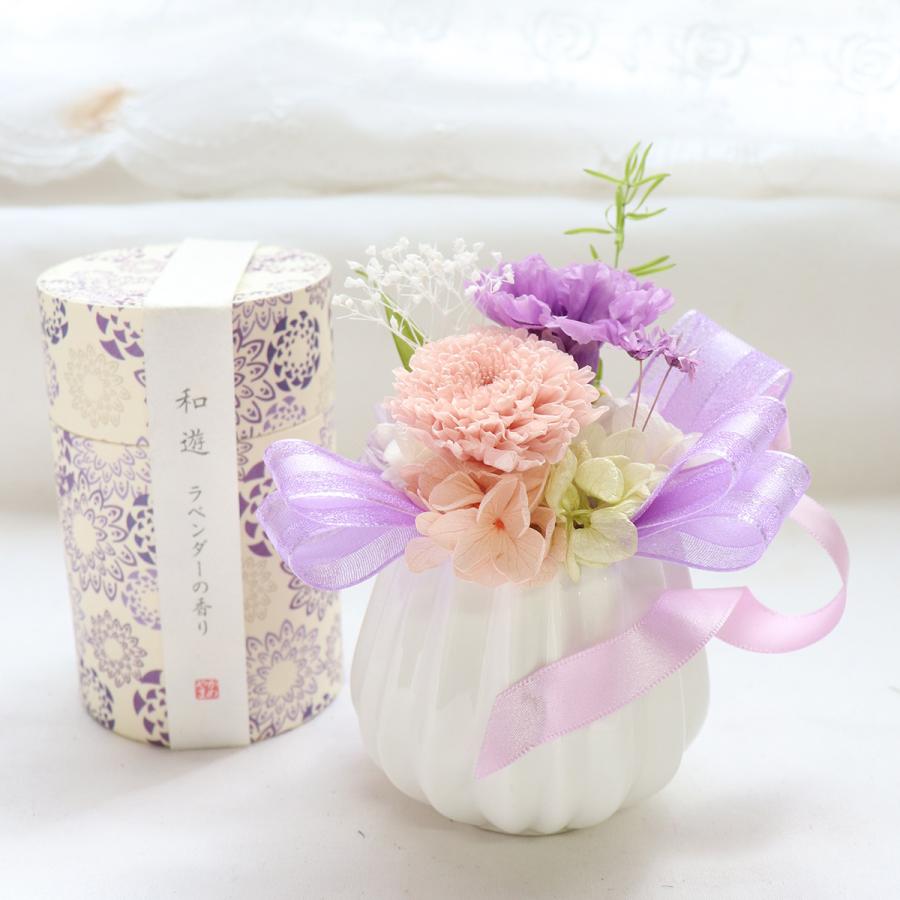 喪中見舞い 初盆 お供え プリザーブドフラワー 仏花 線香 花 線香