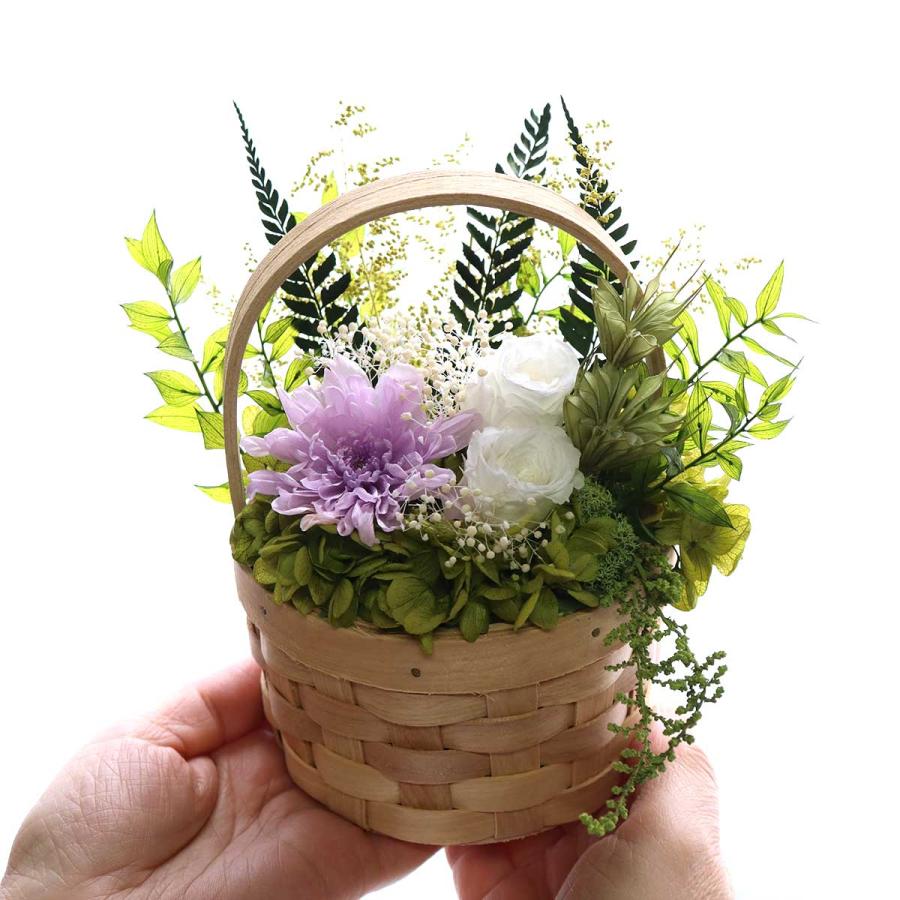 命日 初盆 プリザーブドフラワー お供え お彼岸 かご アレンジ お盆