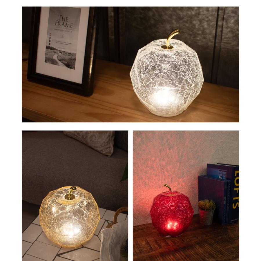 【15%OFF】クリスタルテーブルライト LED ガラス モダン 1灯　リンゴ ISHIGURO テーブルライト ガラス アップル リンゴ かわいい 電池式