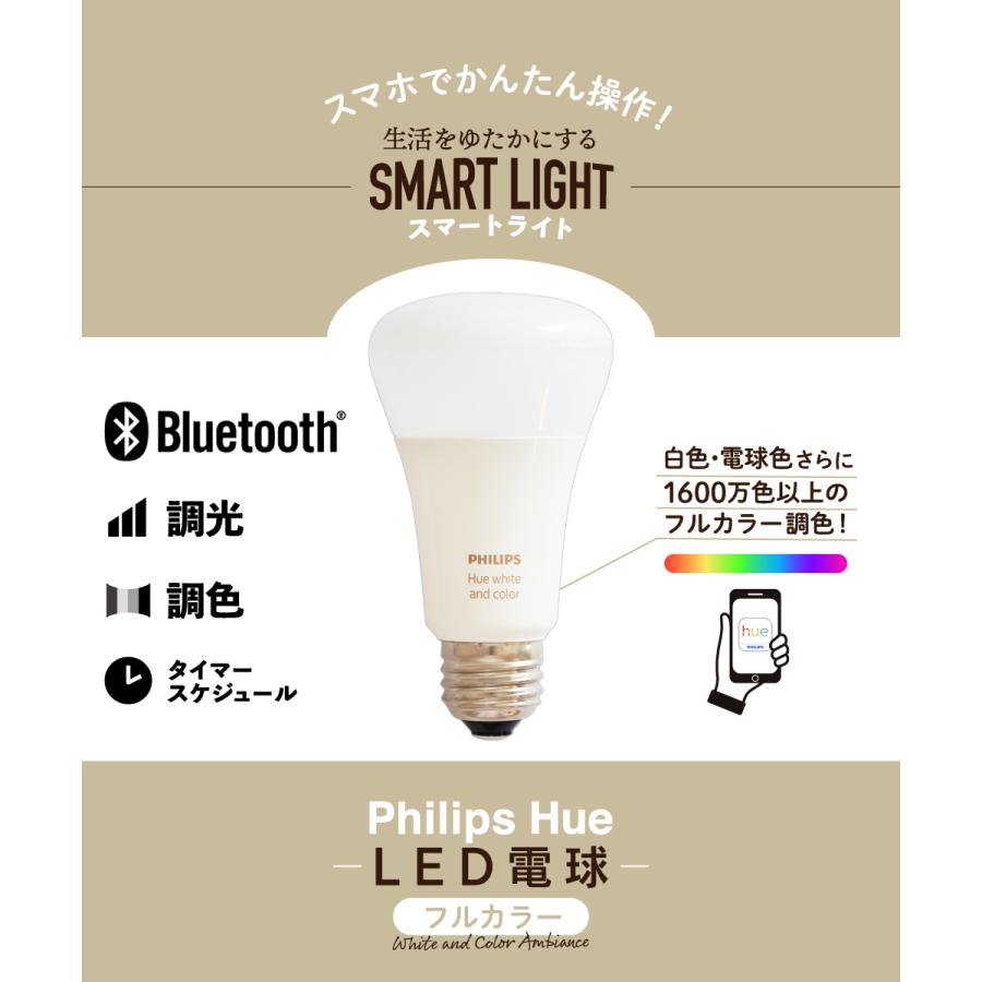 PHILIPS Hue LED電球 スマートライト LED 電球 E26 10W 75W型 調光 調色 フルカラー スマホ Bluetooth  日本正規品 おしゃれ 低発熱 ライト フィリップスヒュー