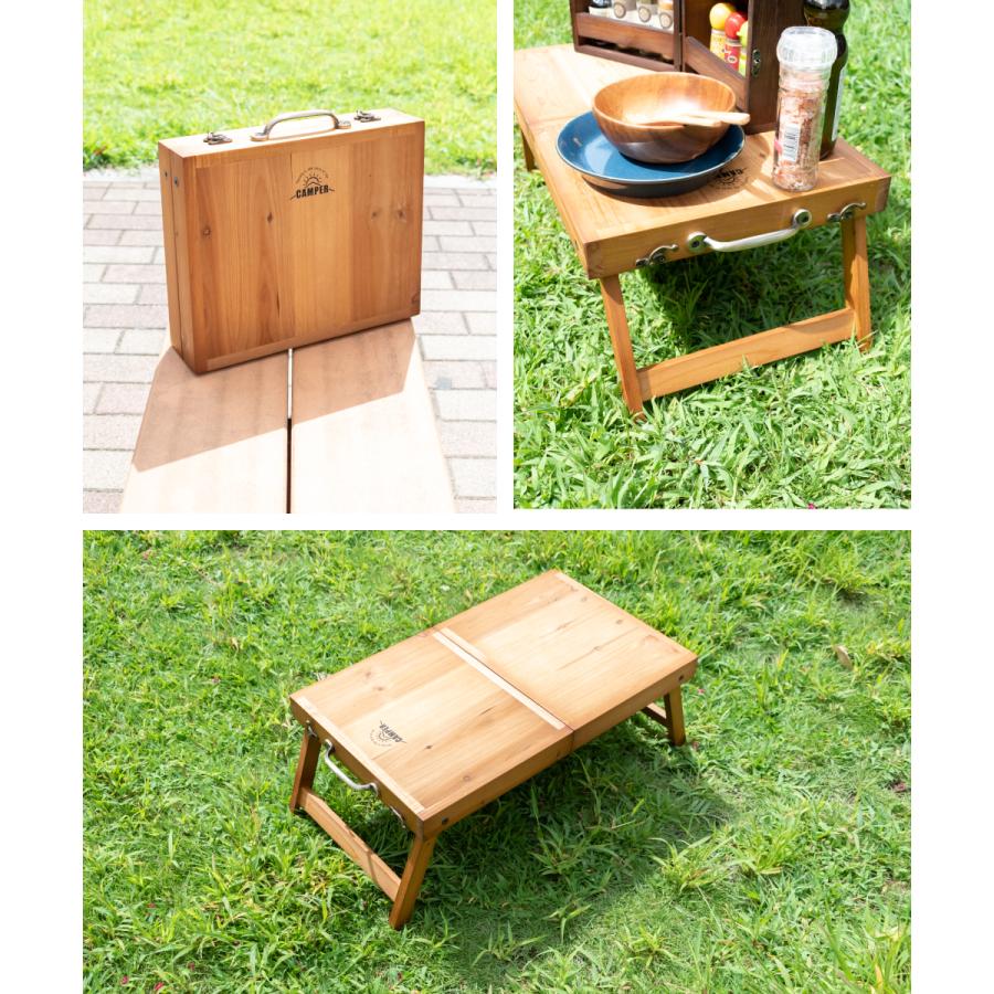 送料無料】 HOMFUL皓風木製 収納バッグ付 軽いテーブル 砂浜 キャンプ