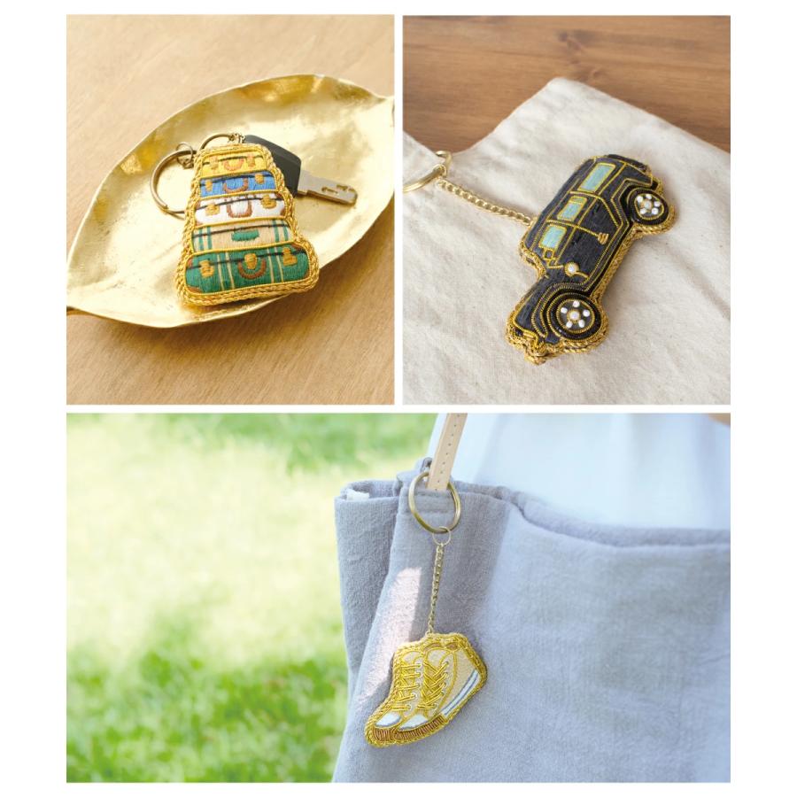 刺繍キーホルダー 刺繍 ザリ刺繍 ビーズ リング キーリング おしゃれ