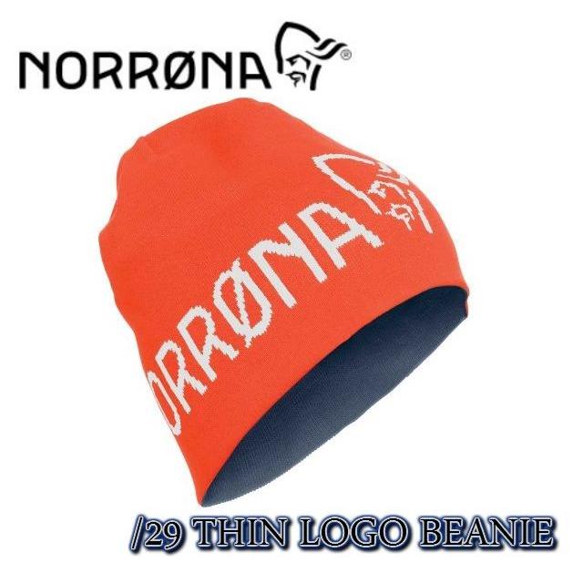 ノローナ NORRONA 29 Thin Logo Beanie ScarletIbis ビーニー ニット帽 メリノウール スキー スノボ