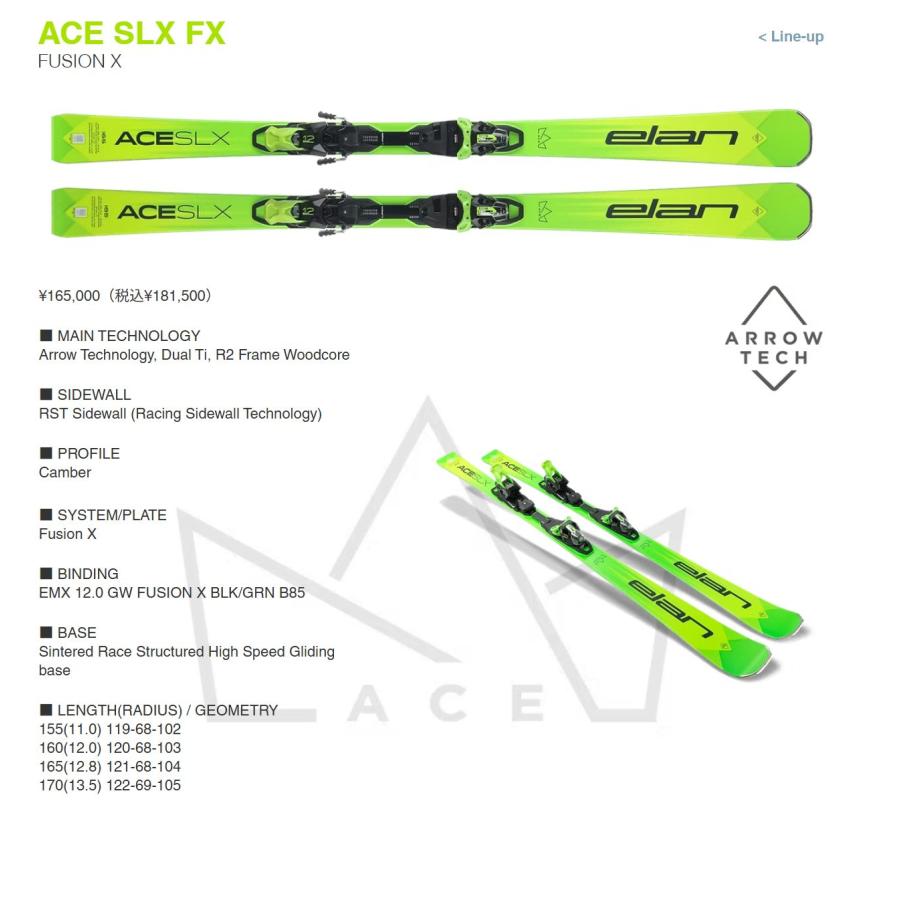 SLX エラン スキー板 2026 ELAN ACE PLATE + ER 11.0 GW FF デモ 基礎