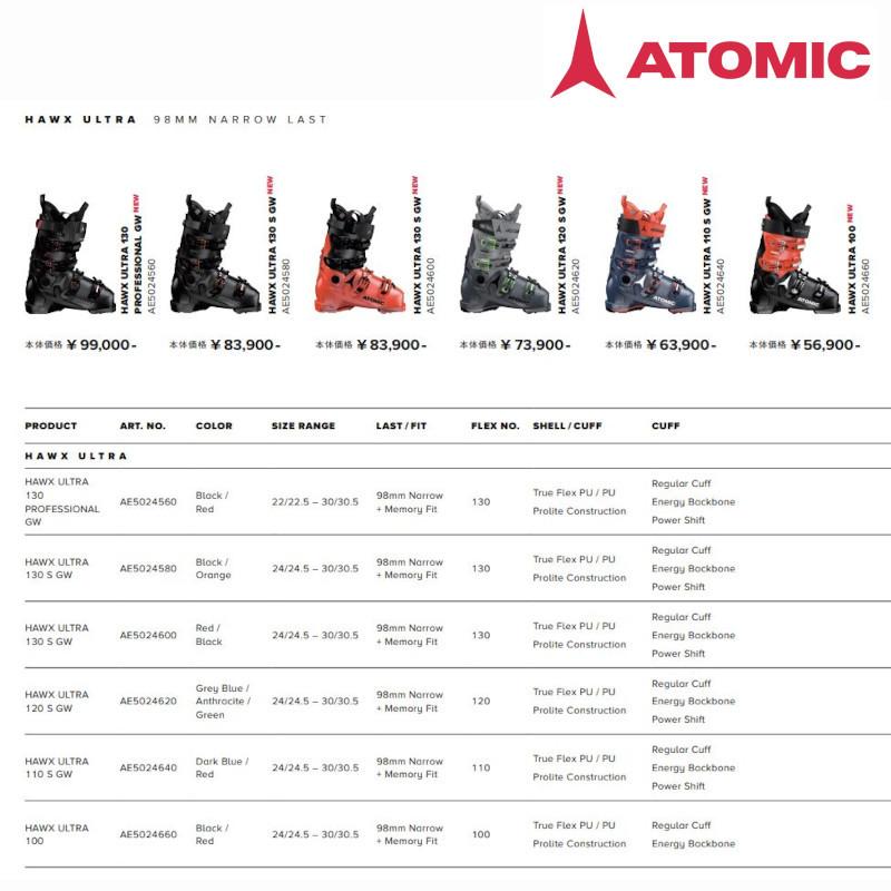 代引可 22 23 ニューモデル Atomic アトミック Hawx Ultra 110s Gw ホークスウルトラ110s スキーブーツ 早期予約 Gripwalk規格 基礎スキー Fucoa Cl