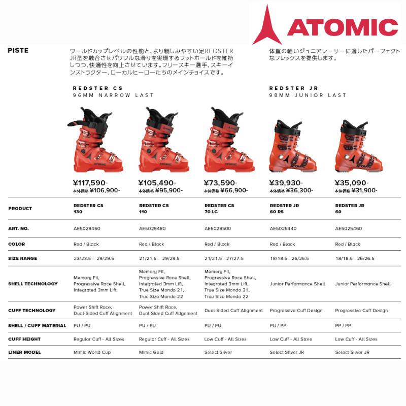 REDSTER アトミック スキーブーツ 2025 ATOMIC CS 130 Red Black 96mm