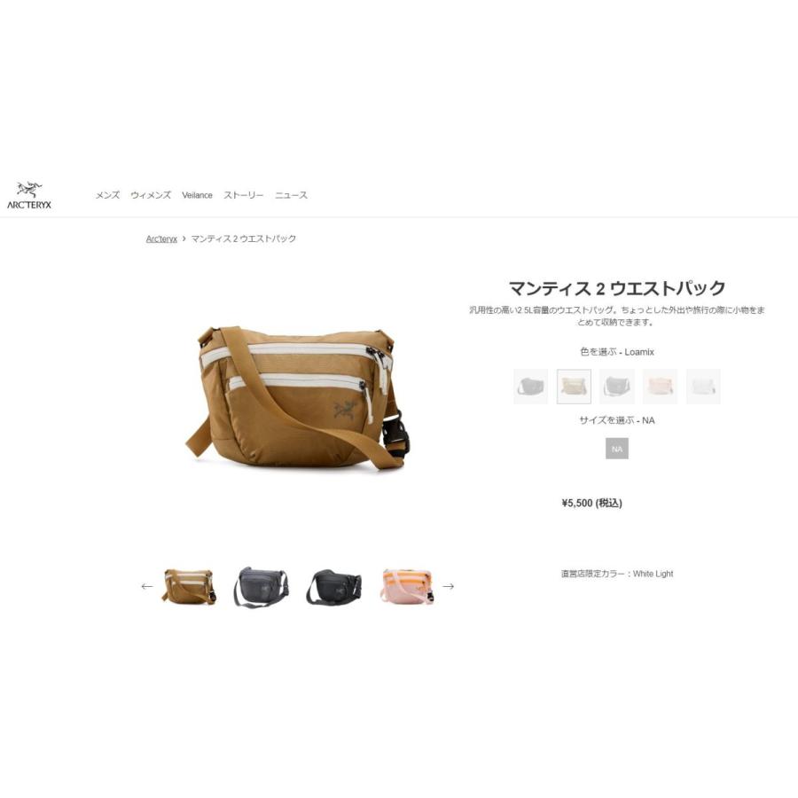 アークテリクス マンティス 2 ARC'TERYX 直営店限定カラー ウエスト