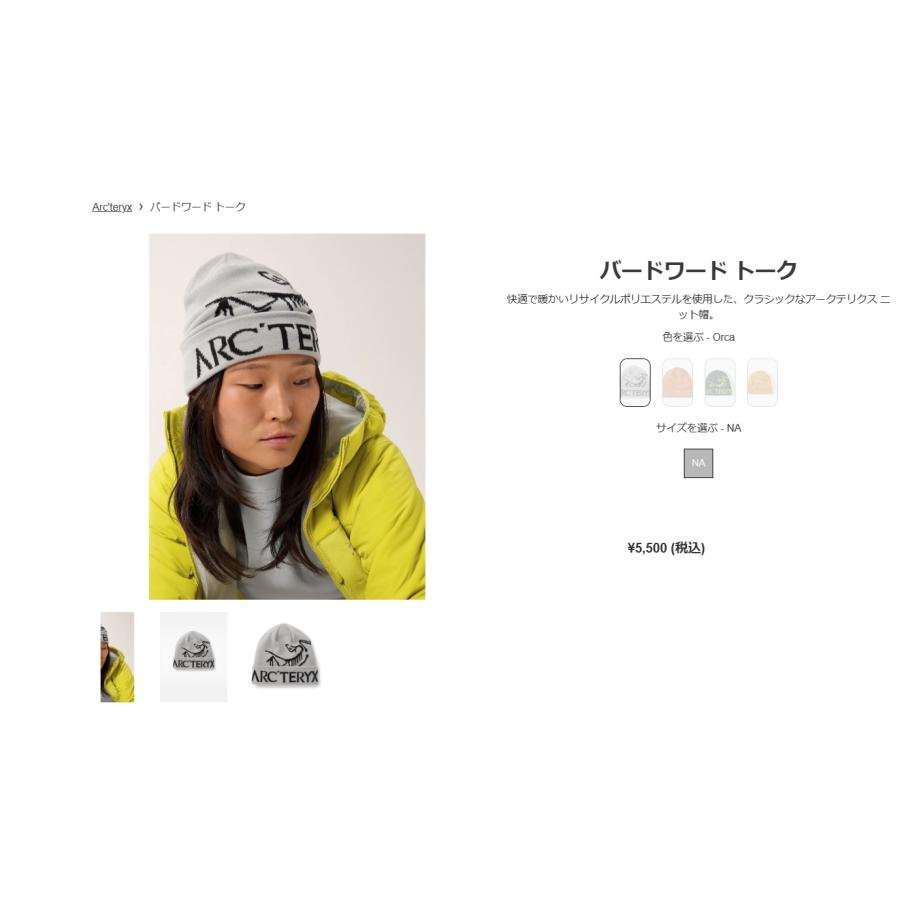 アークテリクス ARC'TERYX Bird Word Toque バードワード トーク Orca ビーニー ニット帽 L08004500