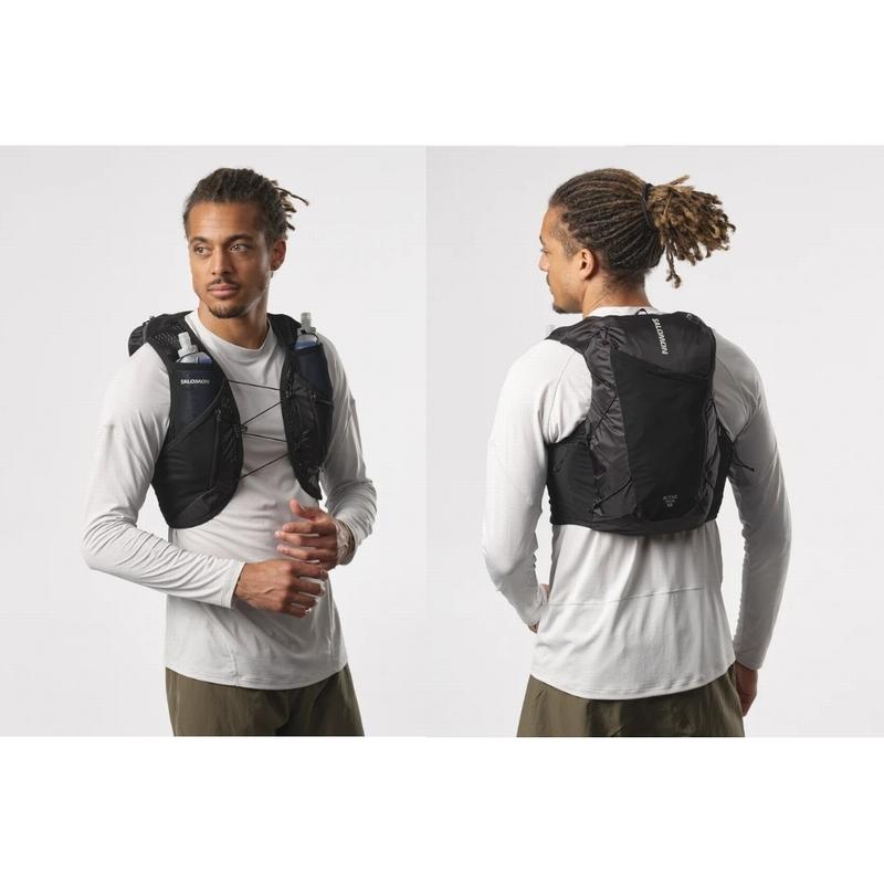 SALOMON サロモン ランニングベスト ブラック トレイルランニングMサイズ SALOMON（サロモン） SALOMON ACTIVE SKIN 12 SET BLACK METAL