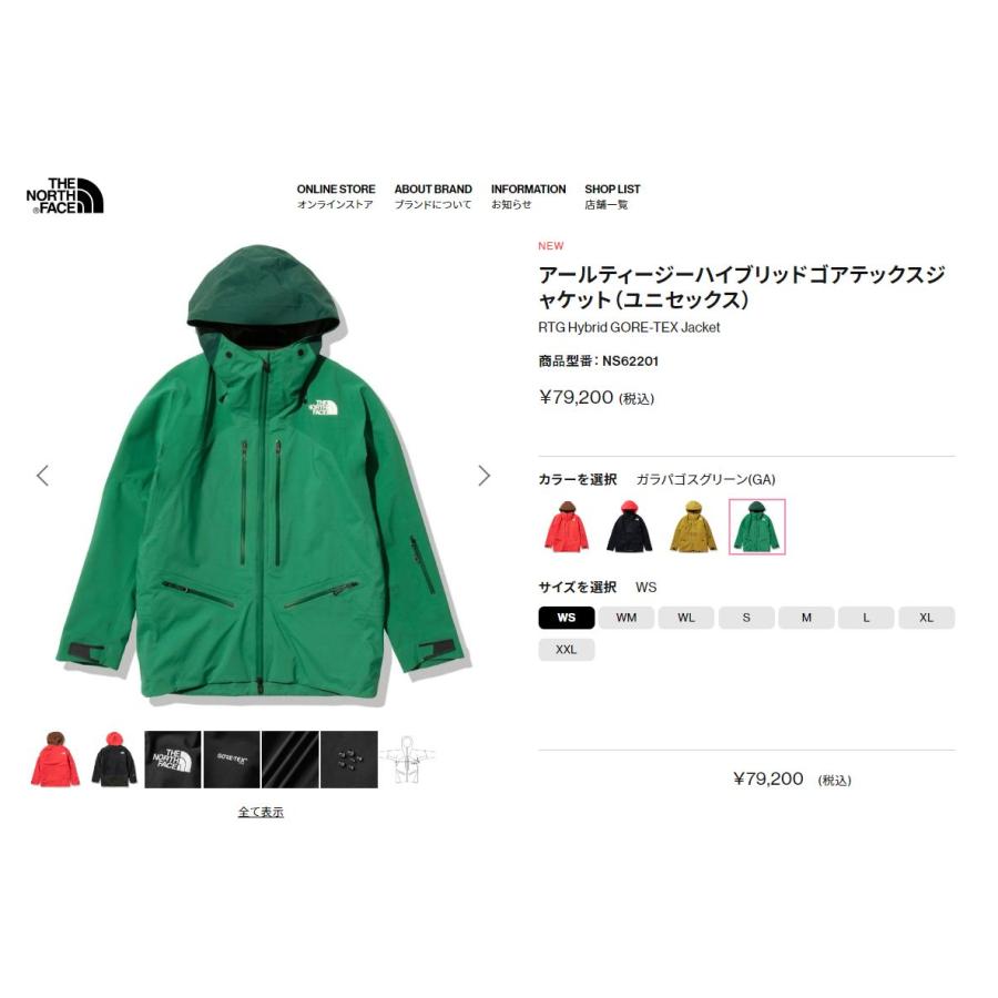 ザ ノースフェイス THE NORTH FACE RTG HYBRID GORE-TEX JACKET  