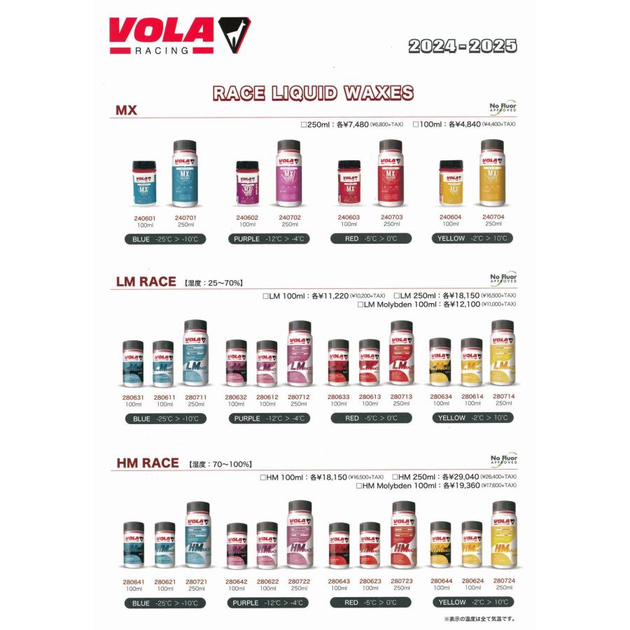 スキー ワックス ボラ VOLA L MACH LowHigro RacingWax パープル 250ml