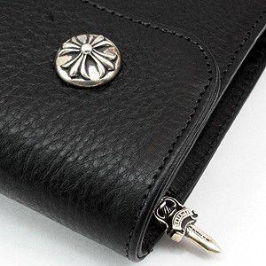 クロムハーツ 財布（Chrome Hearts）ウェーブウォレット クロスボタンブラック ヘビーレザー :CW120:ams.online