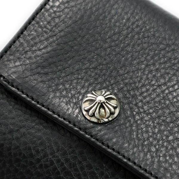 CHROME HEARTS レザーウォレット財布 二つ折り財布ブラック クロムハーツRECFジップ#2セメタリーキルテッドクロスブラック