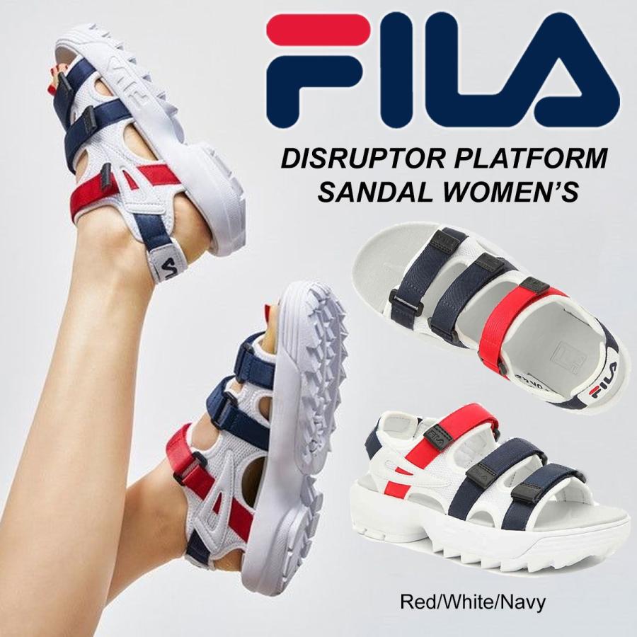 fila disruptor white platform sandal