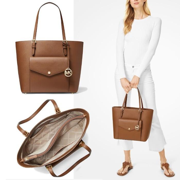 MICHAEL KORS マイケルコース Jet Set Large Leather Pocket Tote Bag MICHAEL KORS マイケルコース Jet Set Large Leather Pocket Tote Bag