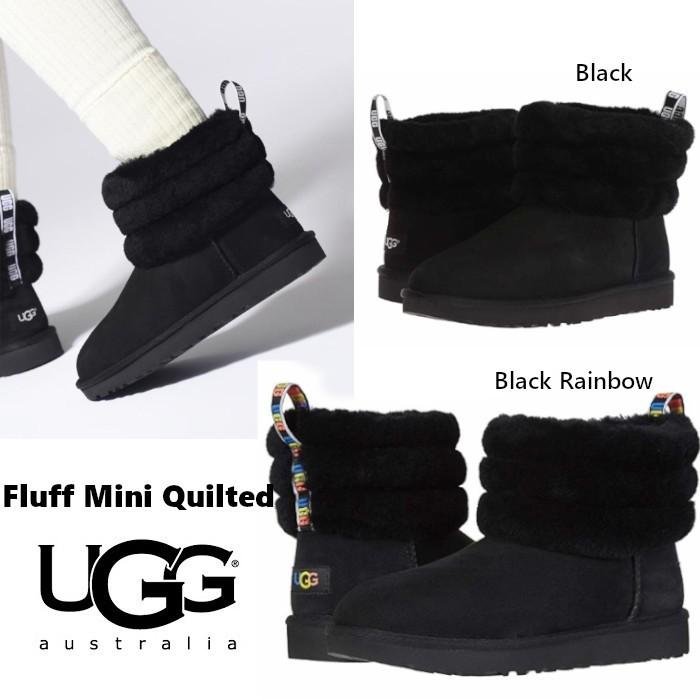 UGG Fluff Mini Quilted アグ フラッフ ミニ キルテッド ムートンブーツ ブラック レインボー フラットシューズ 正規品  送料無料 US直輸入 :tmk76UGG-Fluff-Mini-Quilted-bkrainbow:ams closet - 通販 - 
