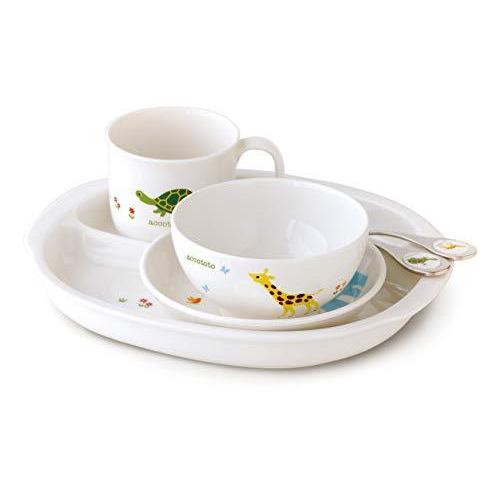 ニッコー 子供食器 アッコトト はじめてのごはんセット(ランチ皿、ライスボール、深皿、マグ) 8200-KS04C 