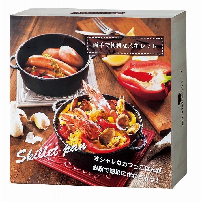 両手で便利なスキレット 鍋 フライパン IH オーブン トースター 鋳鉄