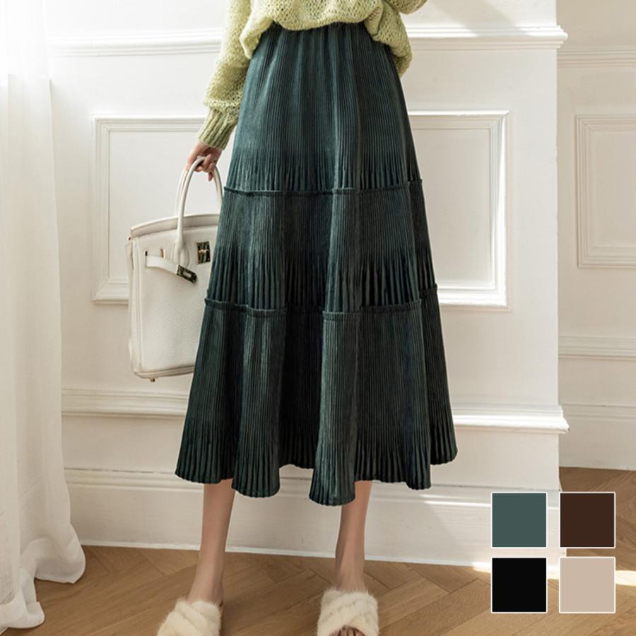 Dewlily ミモレ丈フレアスカート レディース 春服 秋 冬 10代 20代 30