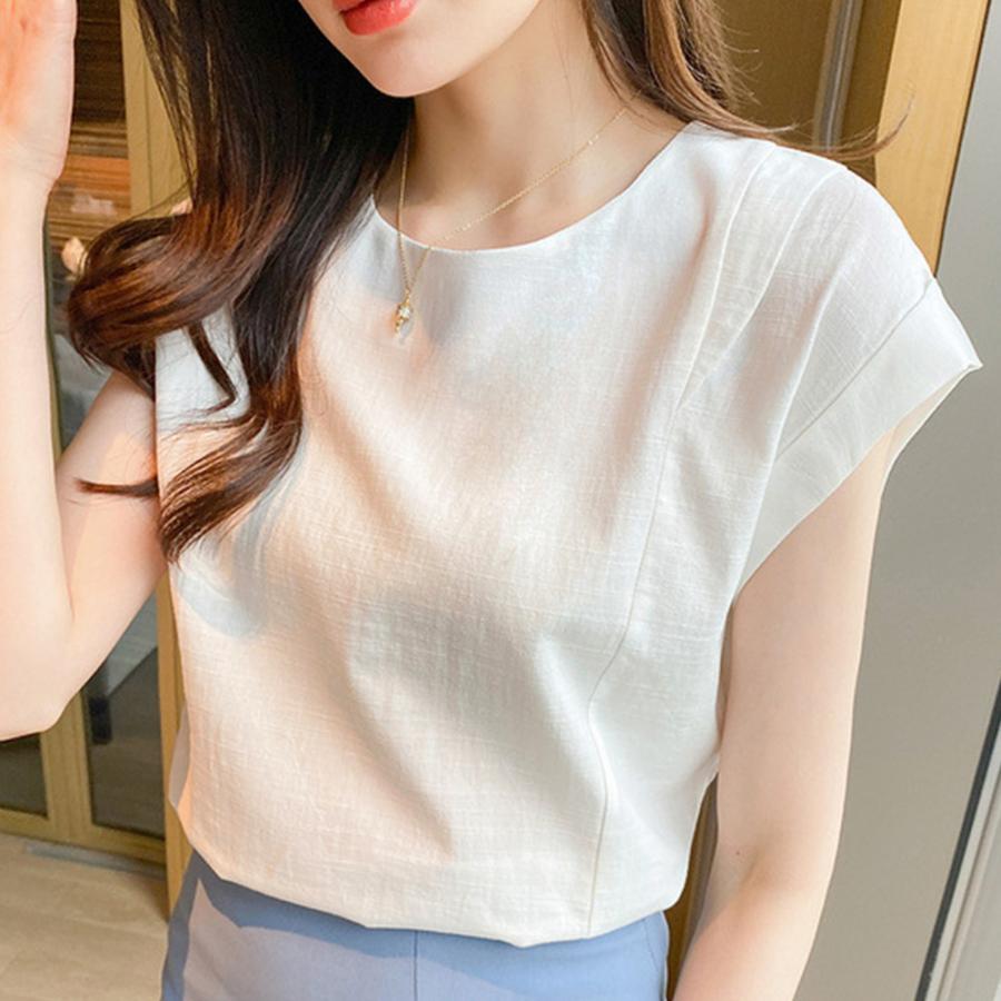 Dewlily 半袖ラウンドネックブラウス レディース トップス 春服 夏 10