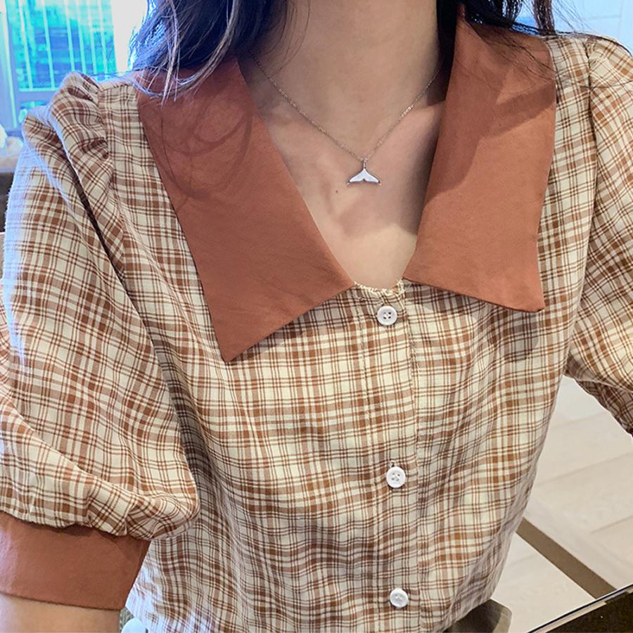 ⭐︎新品未使用⭐︎OHGA パフスリーブ チェック柄 半袖シャツ チェック柄パフスリーブ半袖シャツ グレンチェック 柄 シャツ ブラウス